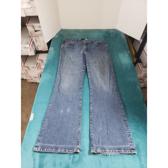 Gap Jeans Size 12 Womens Blue Stretch Pants Denim Mid Rise Curvy Flared Wide Leg - Picture 1 of 11